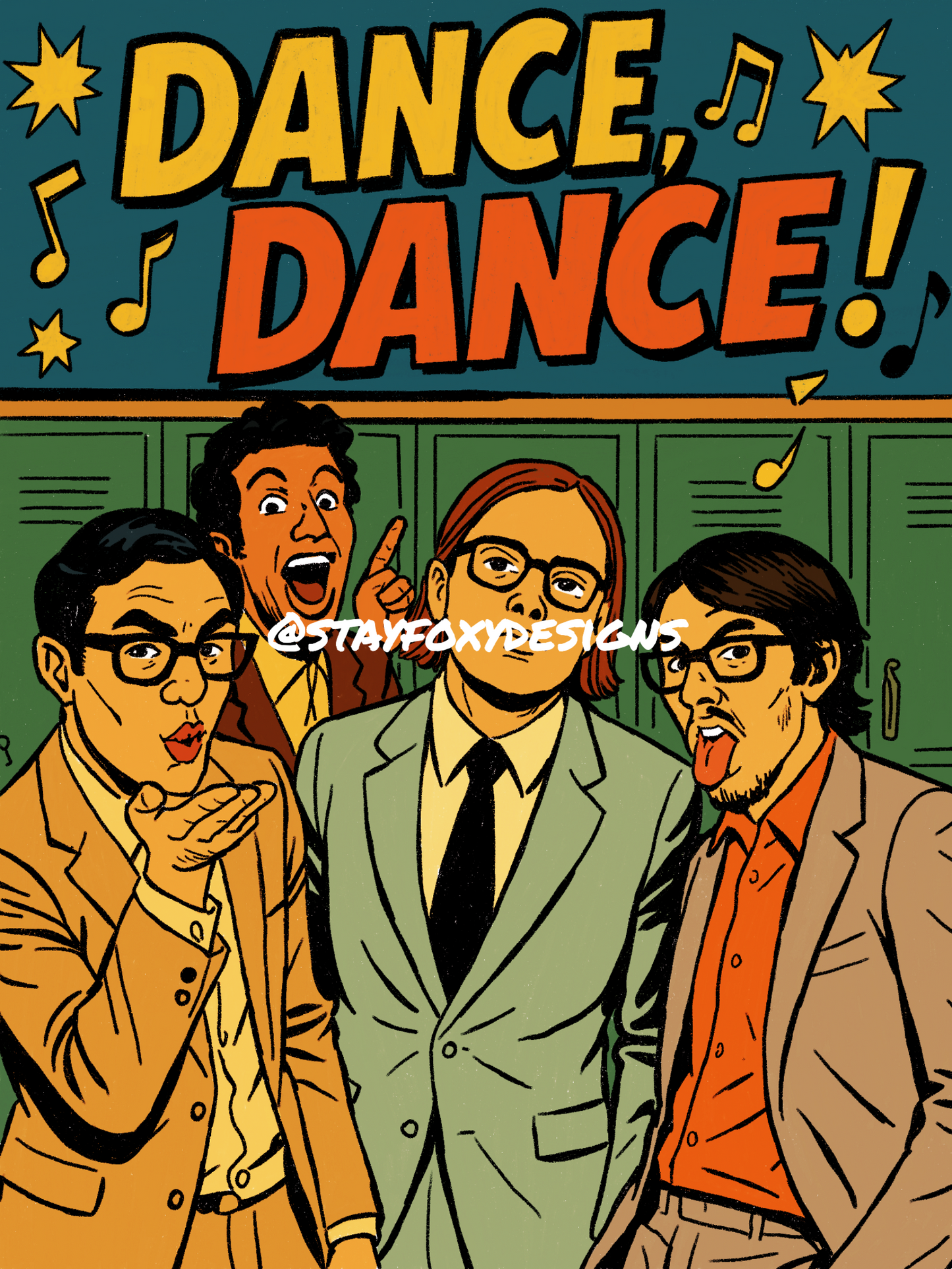 “Dance, Dance” – Comic Book–Inspired Pop Punk Art Print (Fall Out Boy Inspired)
