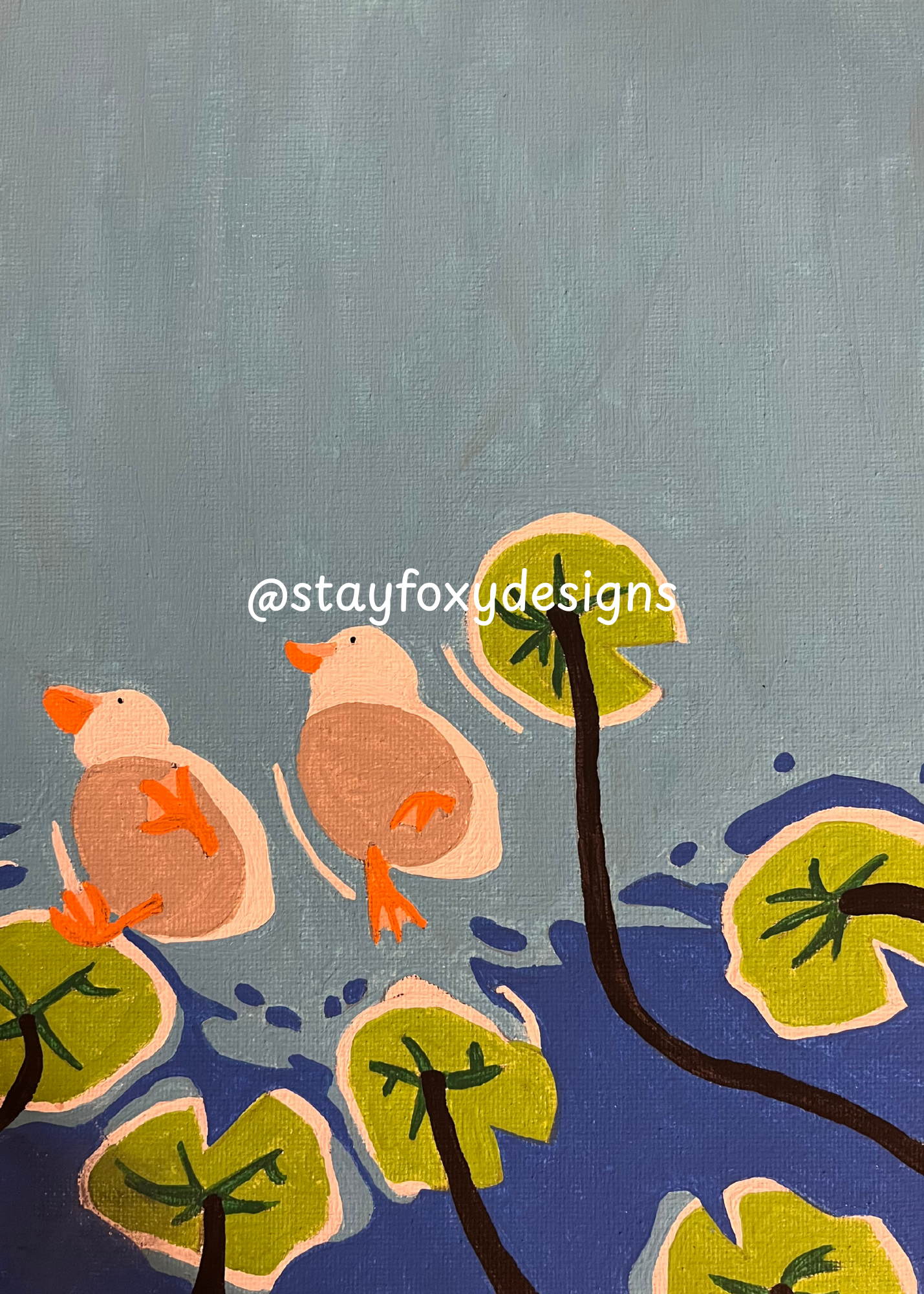 Lily Pond Ducks – 5×7 or 8x10 Art Print | Cute Duck Illustration | Whimsical Nature Wall Art