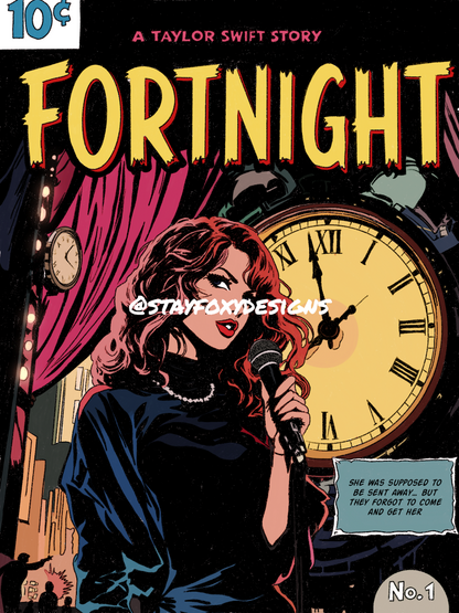 Fortnight Inspired Comic Book Cover Print | Taylor Swift Fan Art | Retro Pop Art Digital Download | Sad Girl Aesthetic Wall Decor