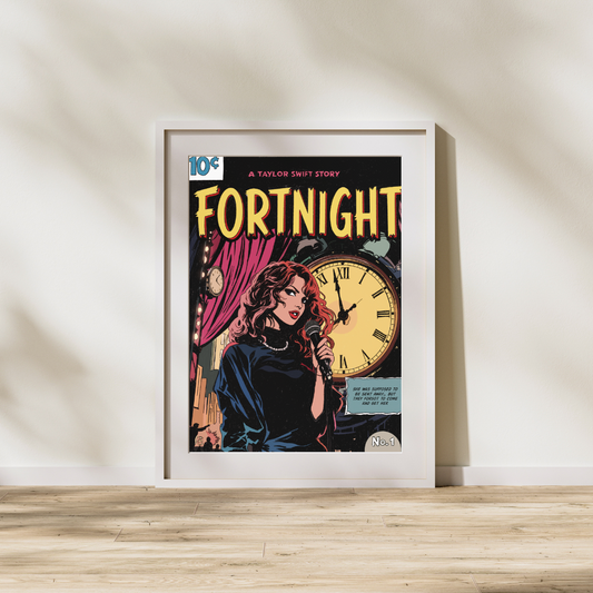 Fortnight 8x10 Art Print | Taylor Swift Inspired Comic Book Style Poster | Pop Art Wall Decor | The Tortured Poets Department Aesthetic