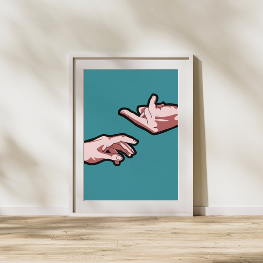 Creation of Adam Middle Finger Parody — Irreverent Renaissance Meme Art | Digital Download | Funny Classical Art Print | Bold Wall Decor