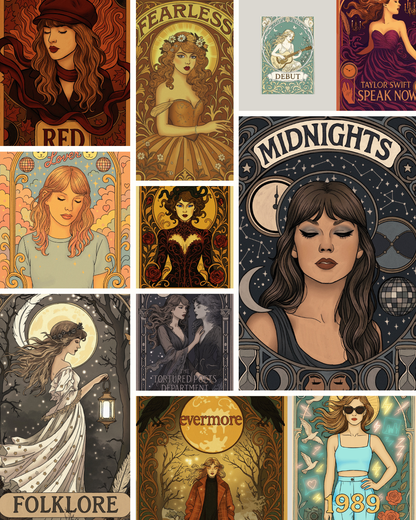 Complete Taylor Swift Eras Art Nouveau Digital Download Set — All 12 Eras