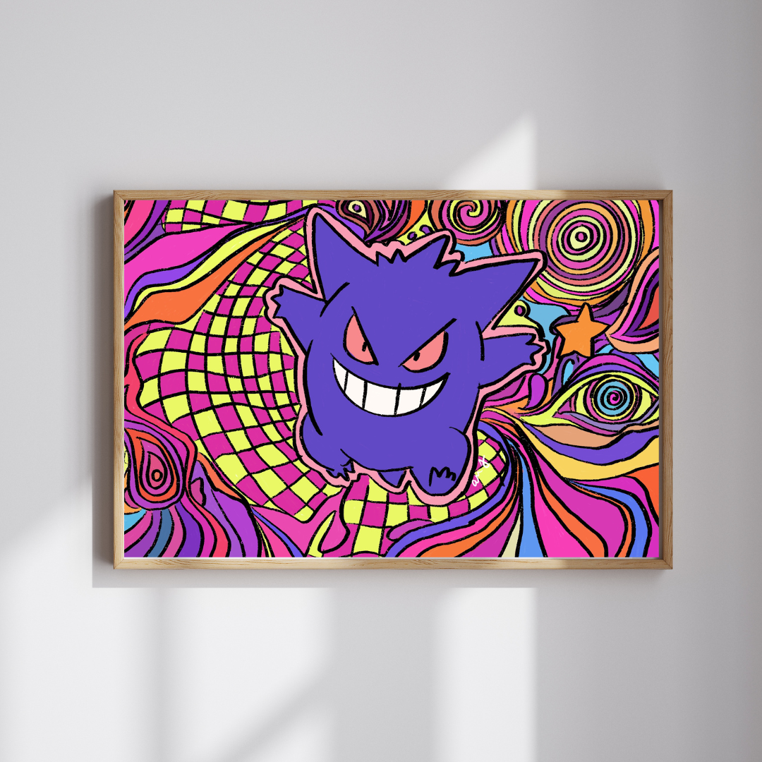 Psychedelic Gengar Art Print – Heavy Cardstock | 5x7 or 8x10