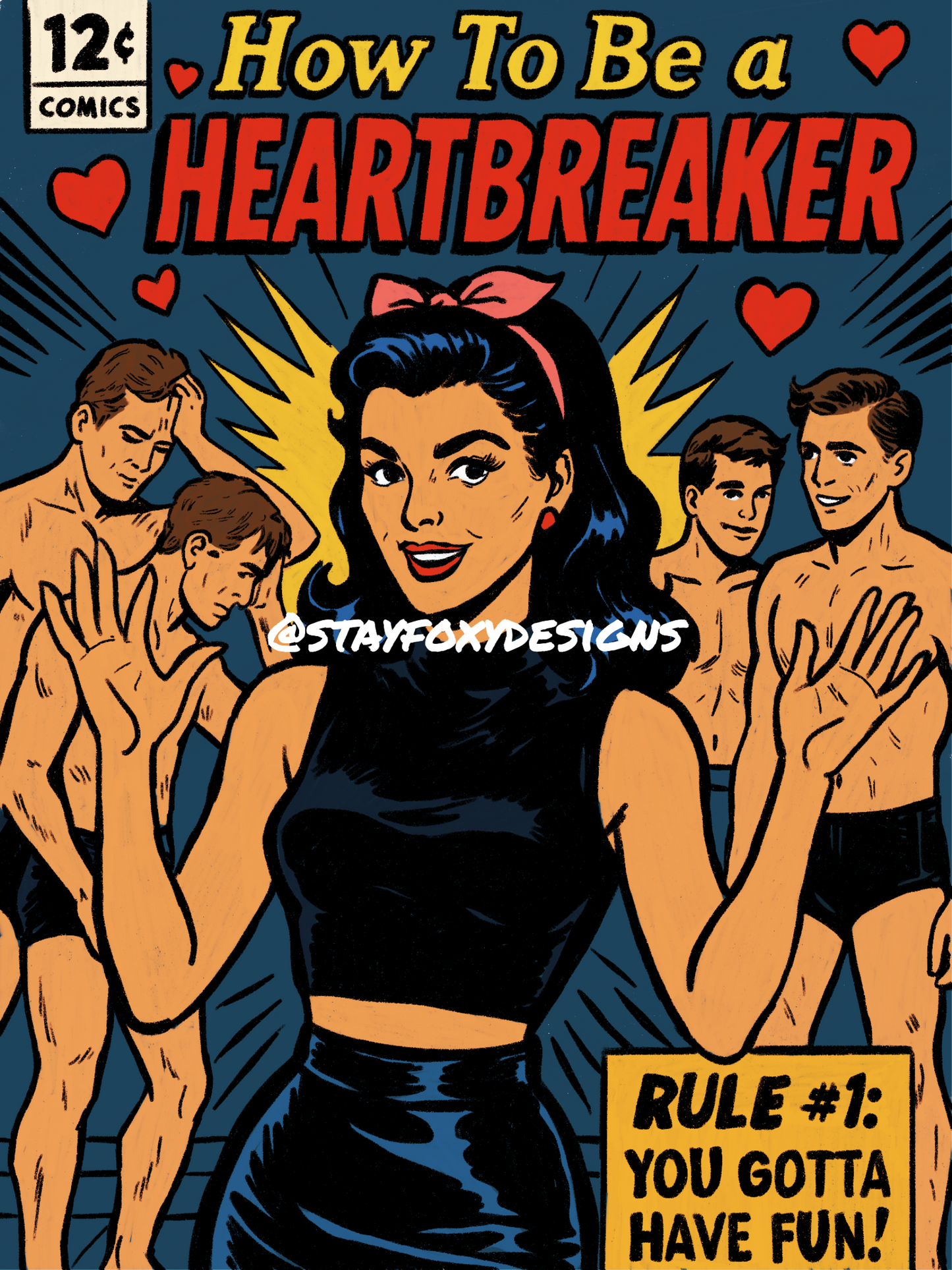 How to Be a Heartbreaker Comic Book Cover Digital Print | Marina Inspired Pop Art Poster | Retro Romance Rulebook Art | Instant Download
