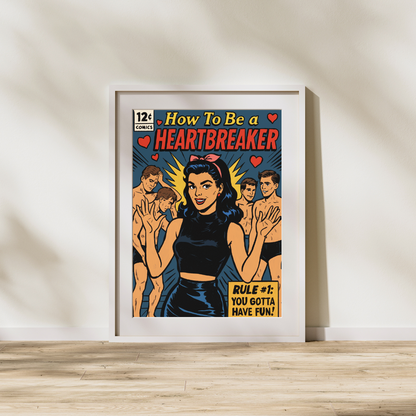 How to Be a Heartbreaker Comic Book Cover Digital Print | Marina Inspired Pop Art Poster | Retro Romance Rulebook Art | Instant Download