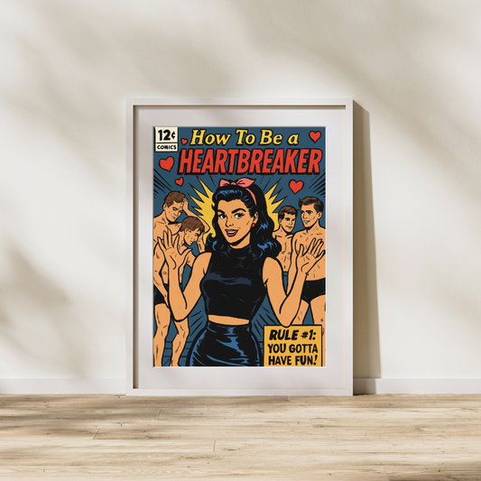How to Be a Heartbreaker Comic Book Cover Digital Print | Marina Inspired Pop Art Poster | Retro Romance Rulebook Art | Instant Download