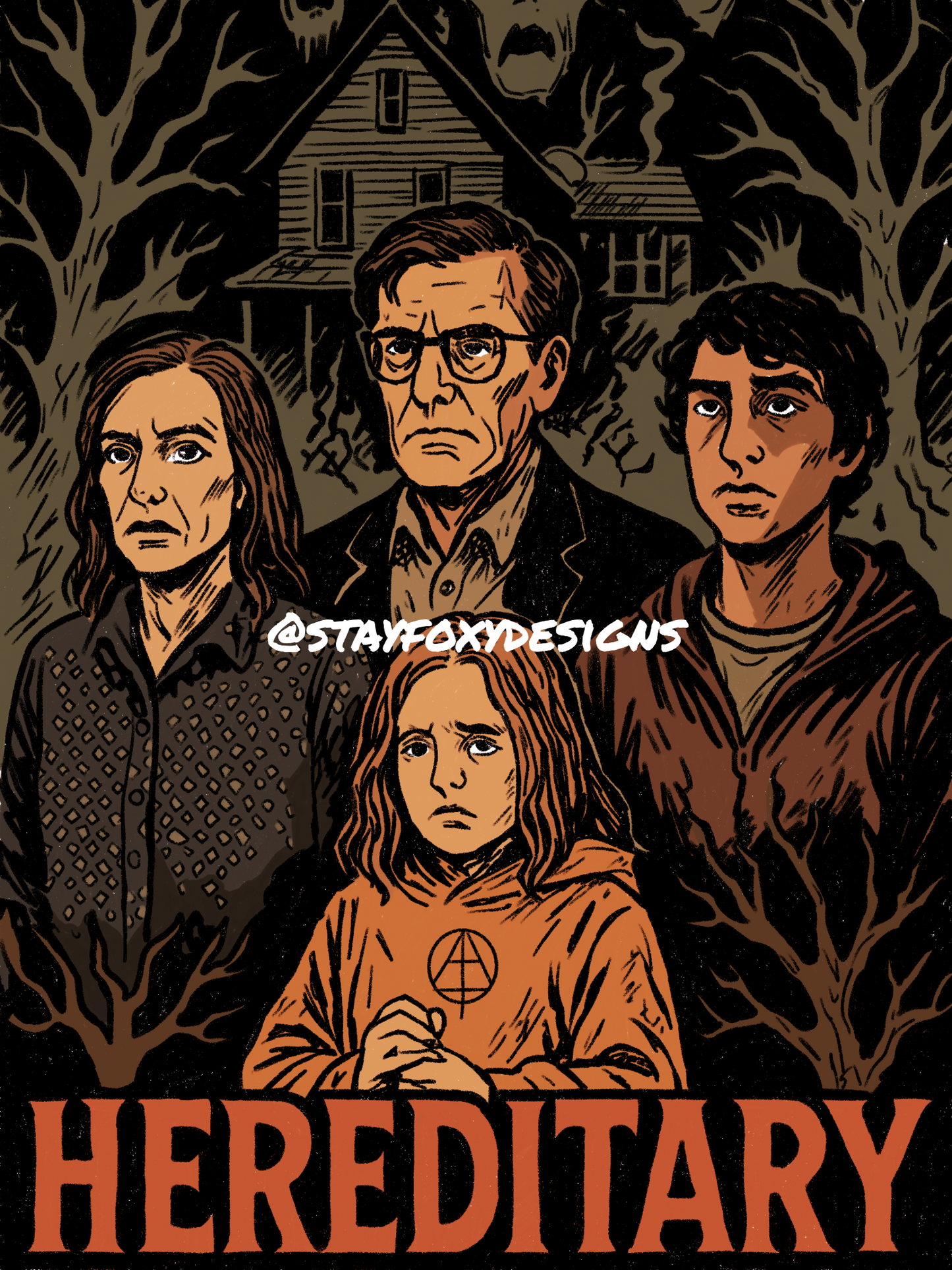 Hereditary Comic Book Style Art Print | 5x7 Horror Wall Decor | A24 Inspired Poster | Ari Aster Art | Creepy Home Decor | Alt Movie Print