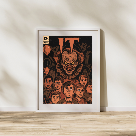 IT Chapter One 5x7 or 8x10 Horror Poster | Pennywise Illustration | Cult Stephen King Movie Art | Creepy Clown Wall Decor