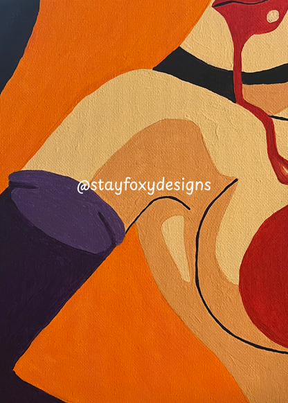 Jessica Rabbit Glam Pop Art Silhouette – Original 8×10 Acrylic Painting | Retro-Inspired Figure Art | One-of-a-Kind Artwork