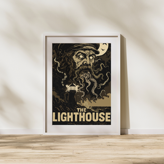 The Lighthouse Digital Art Print | Vintage Horror Comic Style | Moody Black & White Poster | Instant Download | Printable Wall Art