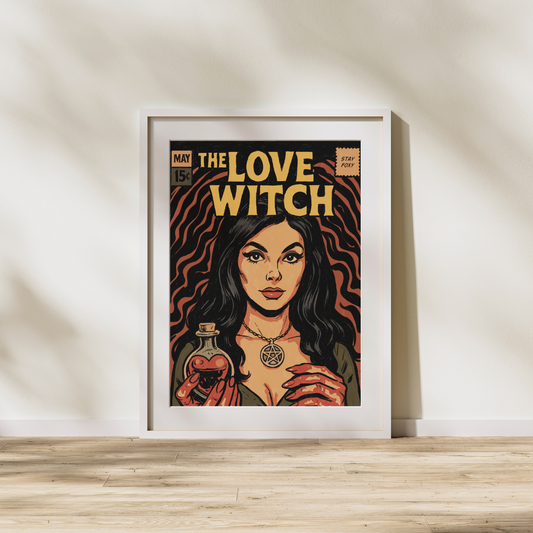 The Love Witch Digital Art Print | Retro Psychedelic Pop Art | Vintage Horror Romance Poster | Instant Download | Printable Wall Art