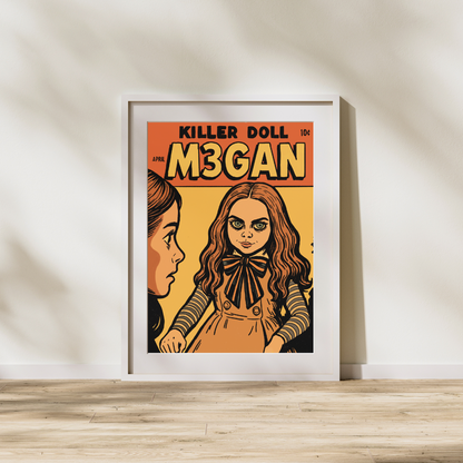 M3GAN Digital Art Print | Retro Horror Pop Art | Killer Doll Movie Inspired | Instant Download | Printable Wall Decor