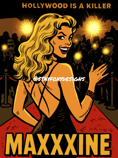 MaXXXine Inspired Comic Book Cover Print | Retro Horror Pop Art | A24 Fan Art | Gritty Vintage Style Digital Download