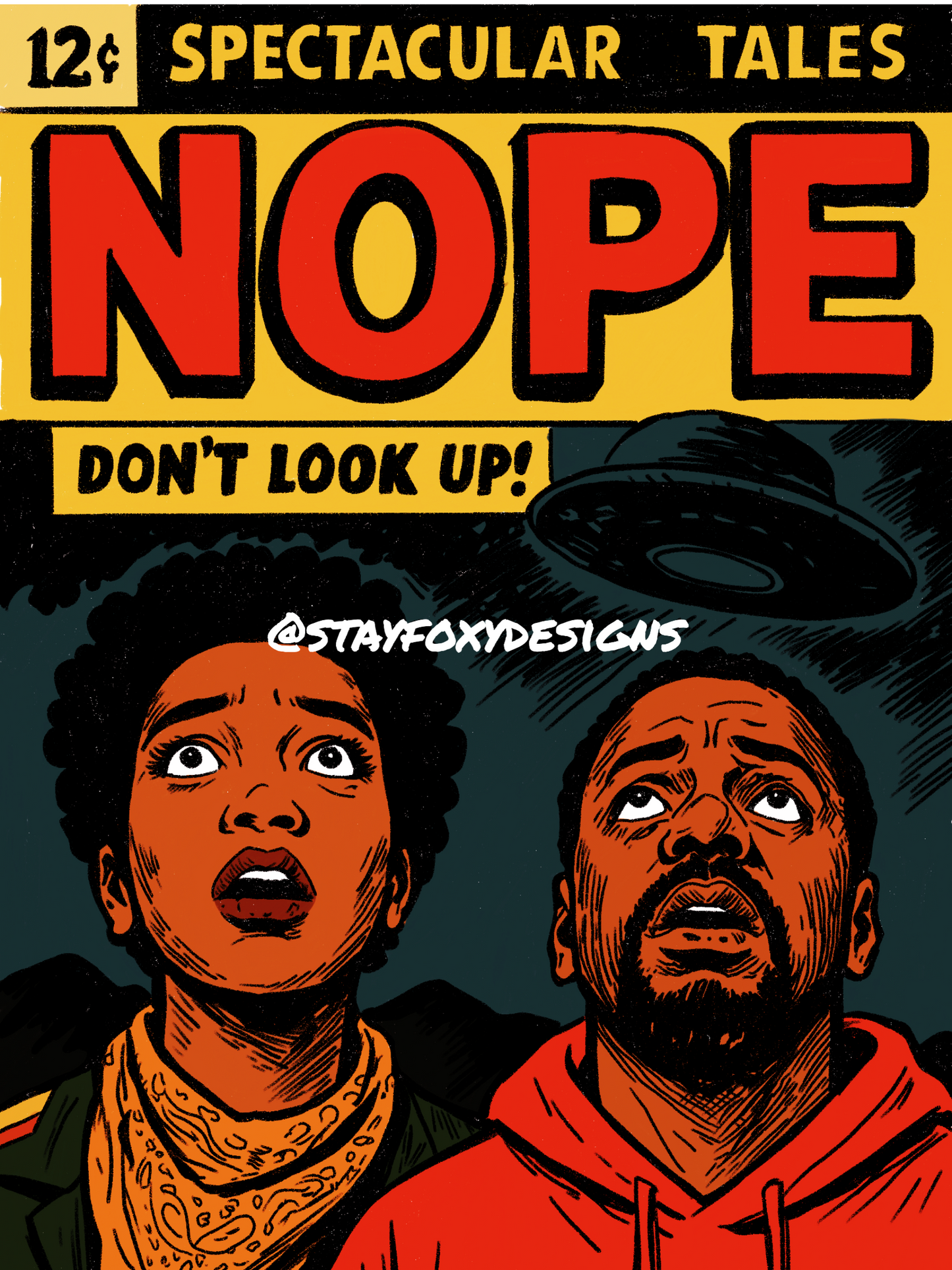 Nope Movie Digital Art Print | Jordan Peele Inspired Wall Art | UFO Horror Printable Poster | Instant Download