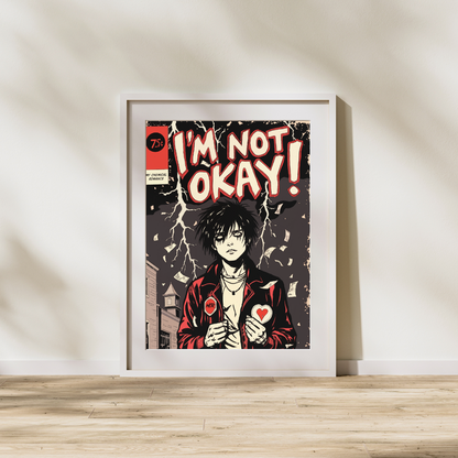 I'm Not Okay Comic Book Cover 8x10 Art Print | My Chemical Romance Inspired Poster | Emo Pop Art Comic Style Wall Decor | MCR Fan Gift