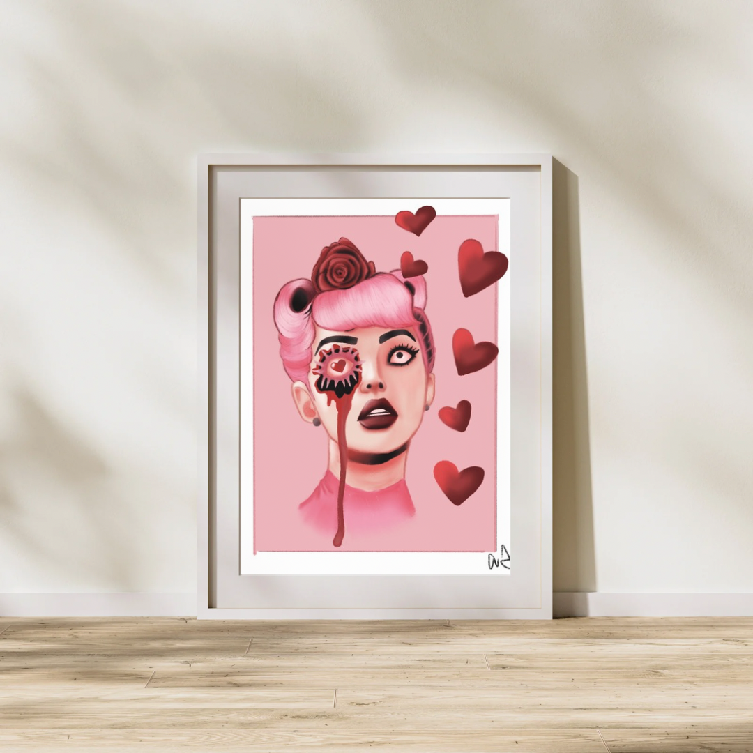 Love is Blindness Art Print | Horror Art Print | Vintage Style Pin Up Inspired