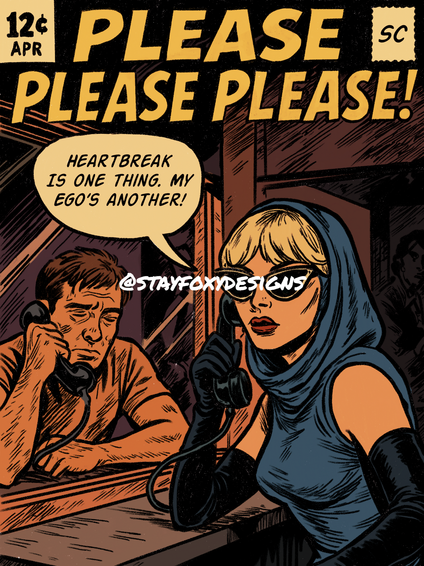 Please Please Please Comic Book Cover Digital Print | Sabrina Carpenter Inspired Pop Art Poster | Retro Romance Wall Art | Instant Download