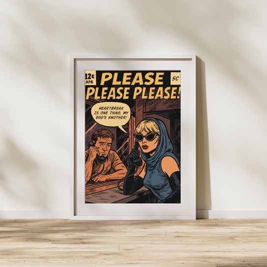 Please Please Please Comic Book Cover Digital Print | Sabrina Carpenter Inspired Pop Art Poster | Retro Romance Wall Art | Instant Download
