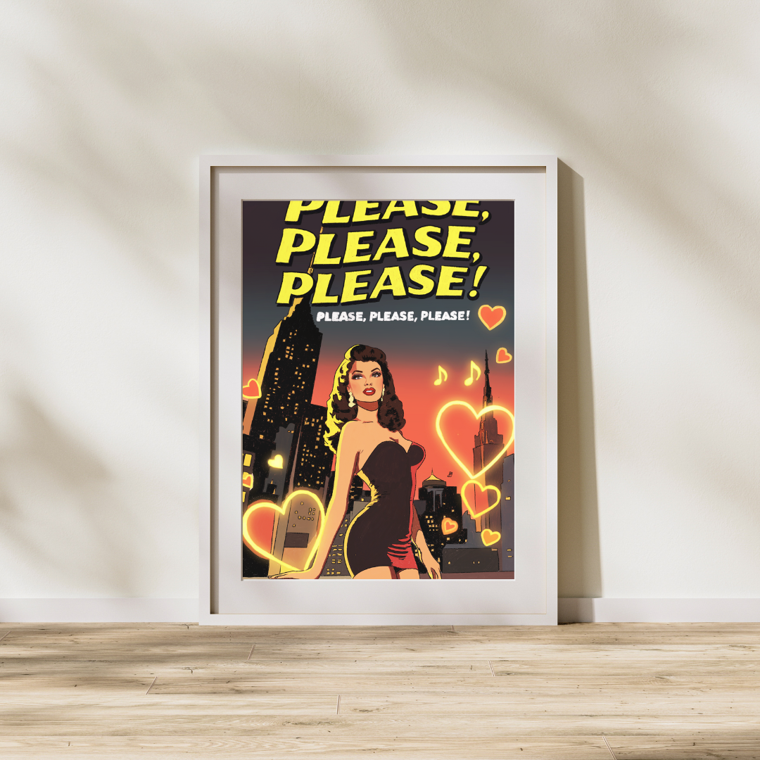 Please Please Please Inspired Comic Book Cover Print | Sabrina Carpenter Fan Art | Retro Pop Art Style | Digital Download Wall Decor