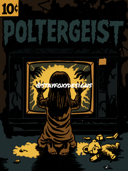 Poltergeist Inspired Digital Art Print | 80s Horror Movie Poster | Retro Haunted House Wall Art | Instant Download