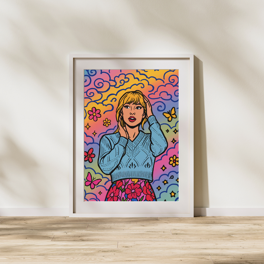 Dreamy Taylor Swift Portrait – Colorful Art Print