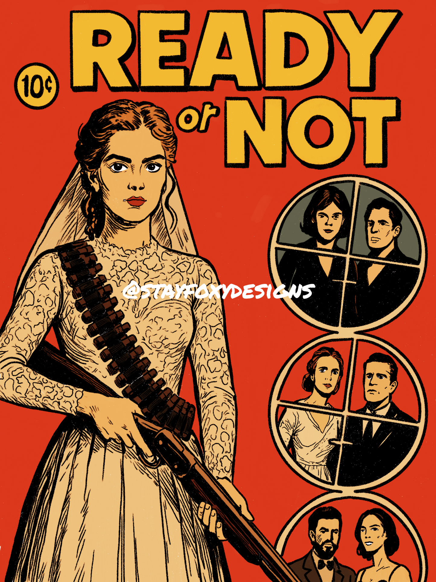 Ready or Not Inspired Digital Art Print | Horror Comedy Movie Poster | Final Girl Wall Art | Instant Download
