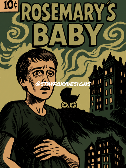 Rosemary’s Baby Inspired Digital Art Print | Retro Horror Poster | Cult Classic Movie Wall Art | Instant Download