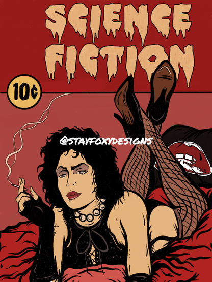 Rocky Horror Pulp Fiction 5x7 or 8x10 Art Print | Rocky Horror Mashup Poster | Cult Movie Wall Art | Pop Culture Parody Print