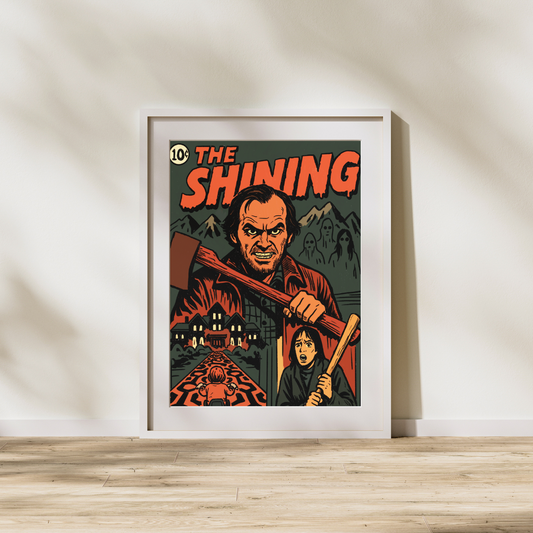 The Shining Comic Book Cover Print | Horror Movie Poster | Jack Torrance & Overlook Hotel | Digital Download Wall Art