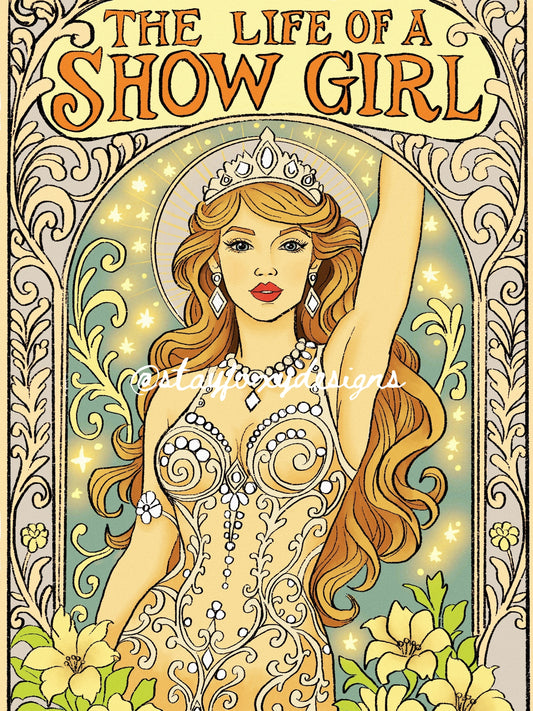 Taylor Swift "The Life of a Show Girl" Era — Art Nouveau Print (Pre-Order)