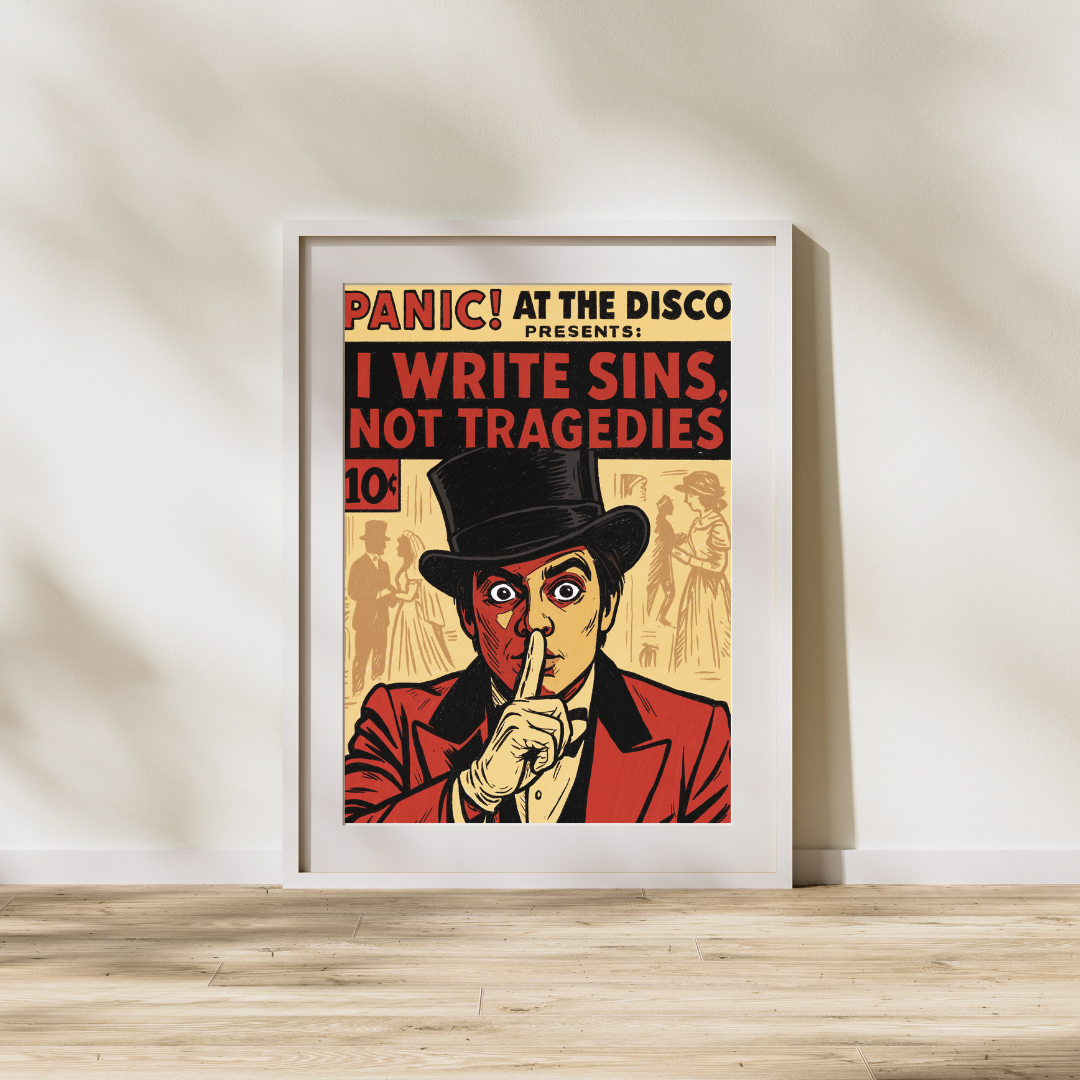I Write Sins Not Tragedies Comic Book Cover Digital Print | Panic! At The Disco Pop Punk Art | Emo Wedding Pop Art Poster | Instant Download
