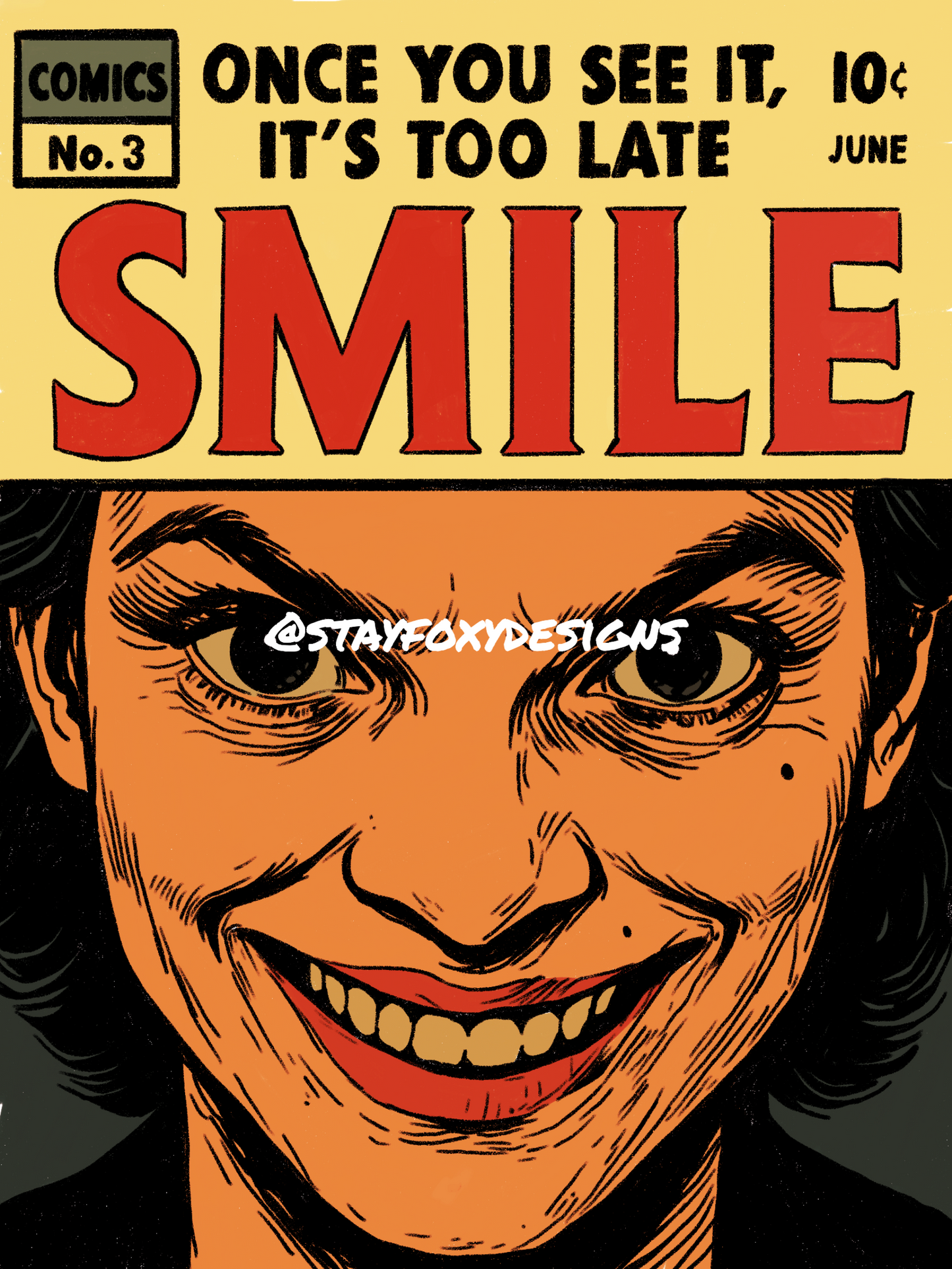 Smile Comic Book Cover Print | Horror Art Digital Download | Creepy Pop Art Poster | Psychological Horror Wall Decor