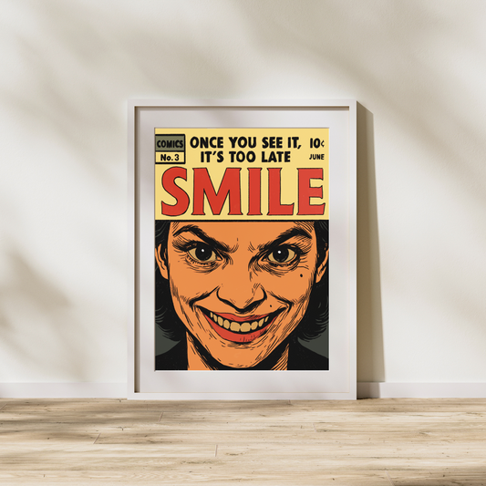 Smile Comic Book Cover Print | Horror Art Digital Download | Creepy Pop Art Poster | Psychological Horror Wall Decor