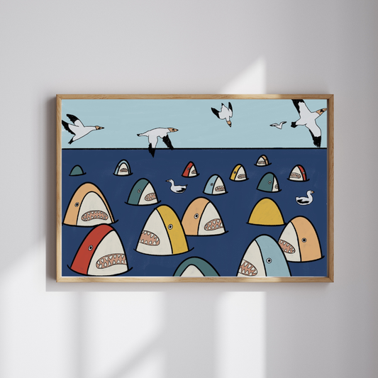 Rainbow Sharks – Ocean Art Print