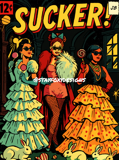 Sucker Comic Book Cover Digital Print | Jonas Brothers Inspired Pop Art Poster | Retro Romance Wall Decor | Instant Download