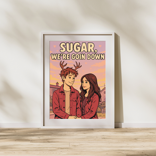 “Sugar, We’re Goin Down” – Comic Book–Inspired Pop Punk Art Print (Fall Out Boy Inspired)