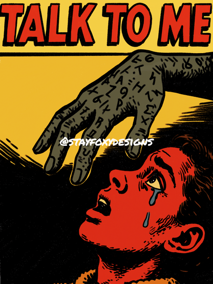 Talk to Me Comic Book Cover Print | Horror Movie Digital Download | Retro Pop Art Poster | Supernatural Wall Art