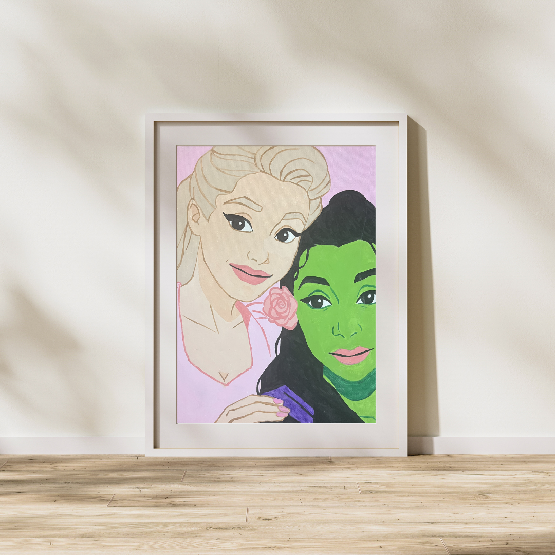 Galinda & Elphaba – Storybook Style Art Print