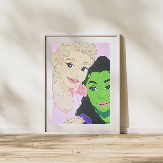 Galinda & Elphaba – Storybook Style Art Print