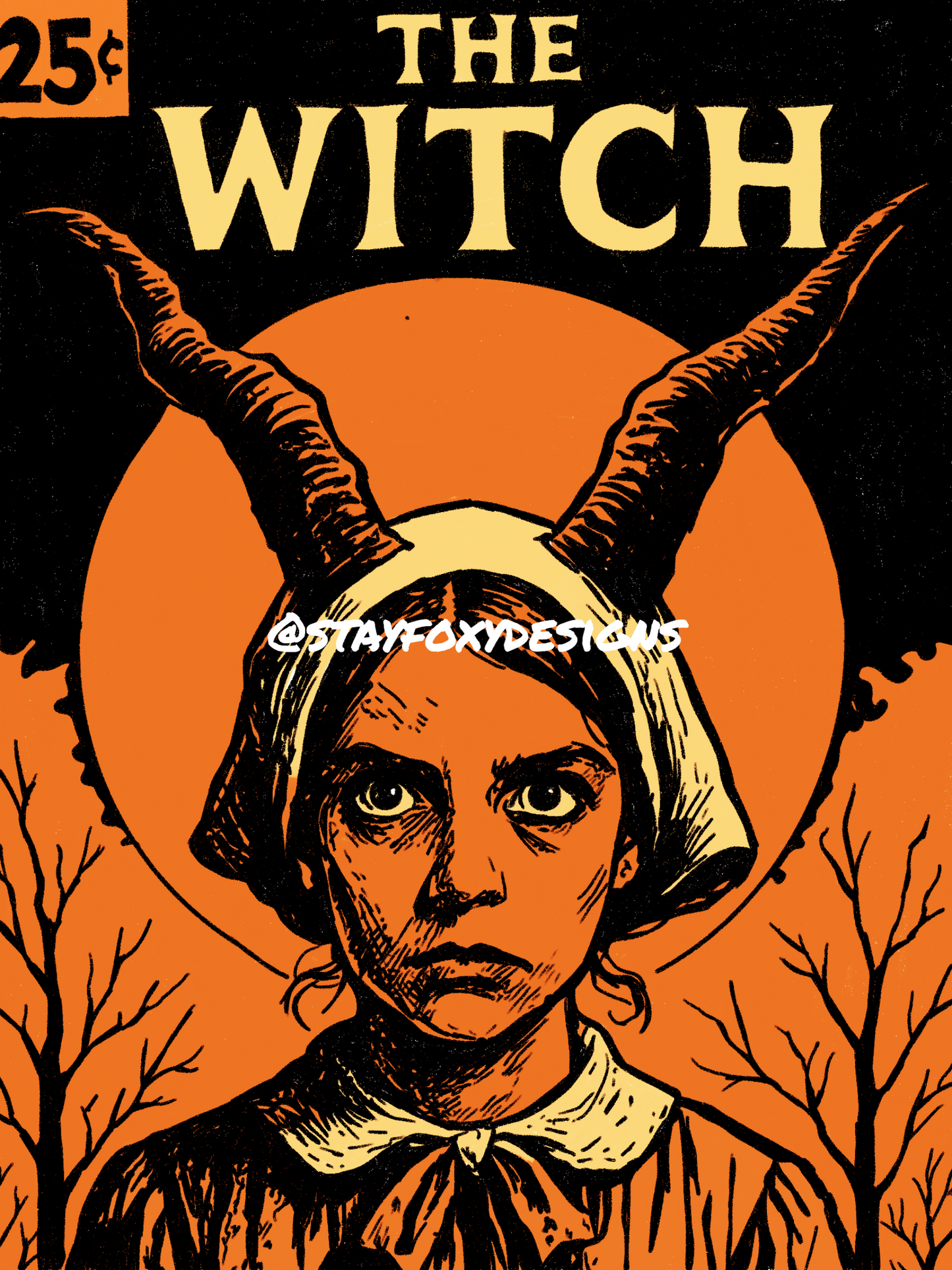 The Witch Comic Book Cover Print | Dark Folk Horror Digital Download | Retro Pop Art Poster | Creepy Witchcraft Wall Art