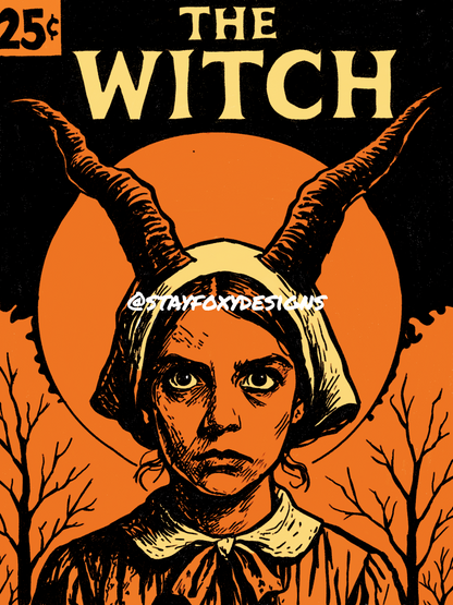 The Witch Comic Book Cover Print | Dark Folk Horror Digital Download | Retro Pop Art Poster | Creepy Witchcraft Wall Art