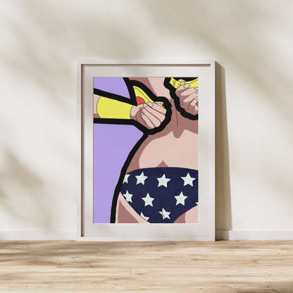 Pop Art Wonder Woman Print | Bold Feminine Power Illustration | Retro Comic Style Wall Art | Sassy Superhero Decor